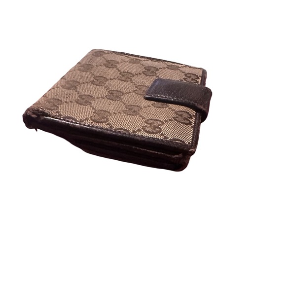 Gucci Monogram French Flap Wallet in the dark brown GG canvas and leather trim. - Picture 2 of 11